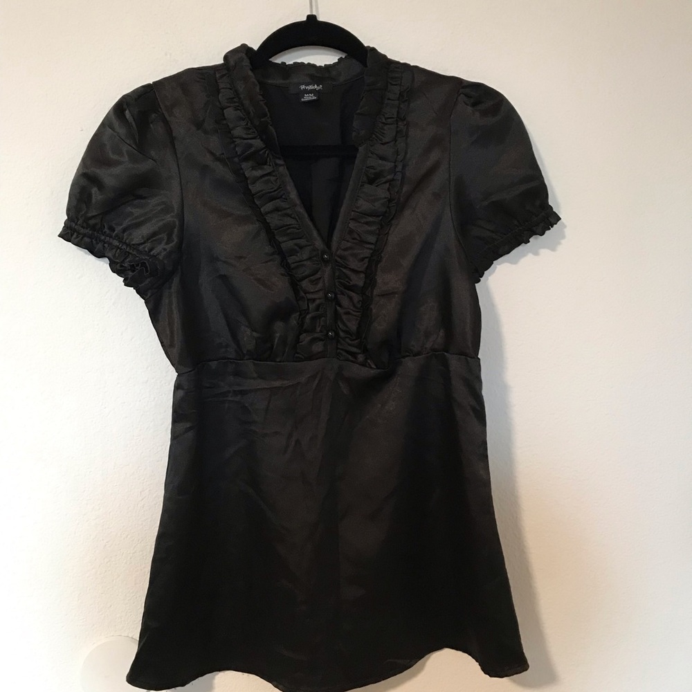 Y2k Black Ruffled Blouse